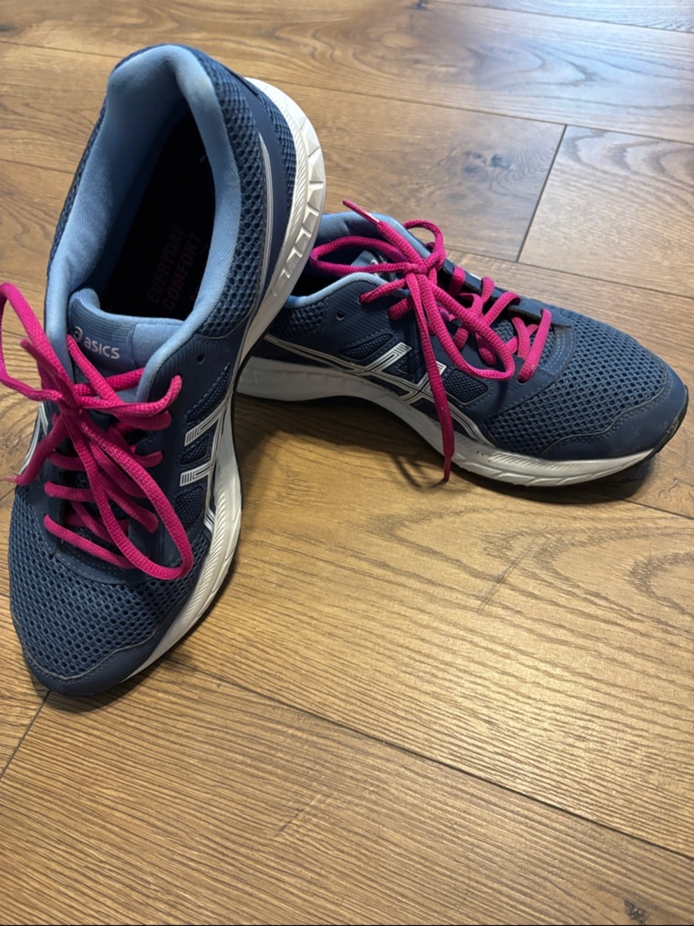 ASICS Women's Navy Athletic Sneakers with Pink Laces